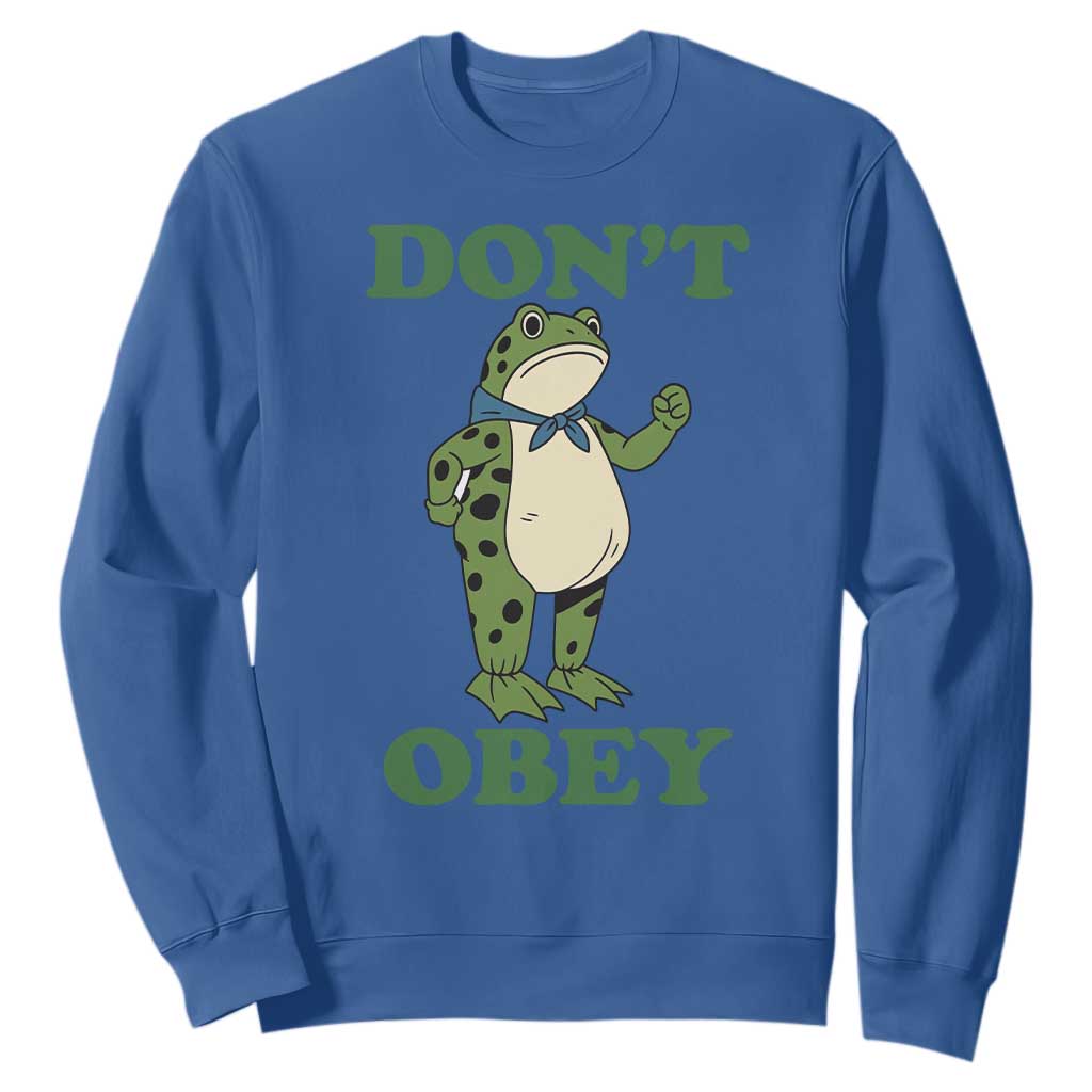 Don't Obey Portland Frog Sweatshirt Resist Inflatable Frogs Protest TS02 Royal Blue Print Your Wear