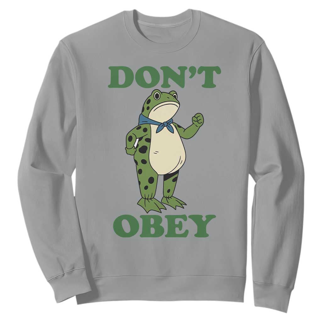 Don't Obey Portland Frog Sweatshirt Resist Inflatable Frogs Protest TS02 Sport Gray Print Your Wear