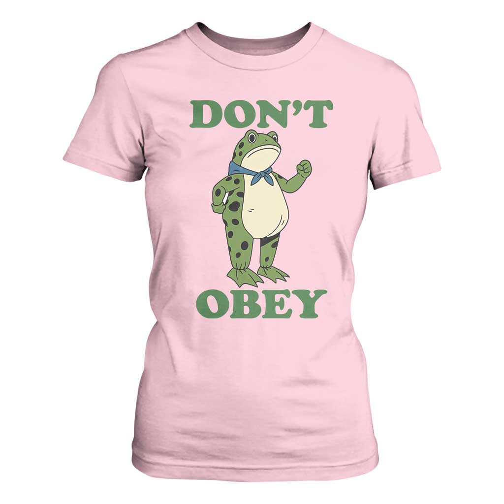 Don't Obey Portland Frog T Shirt For Women Resist Inflatable Frogs Protest TS02 Light Pink Print Your Wear