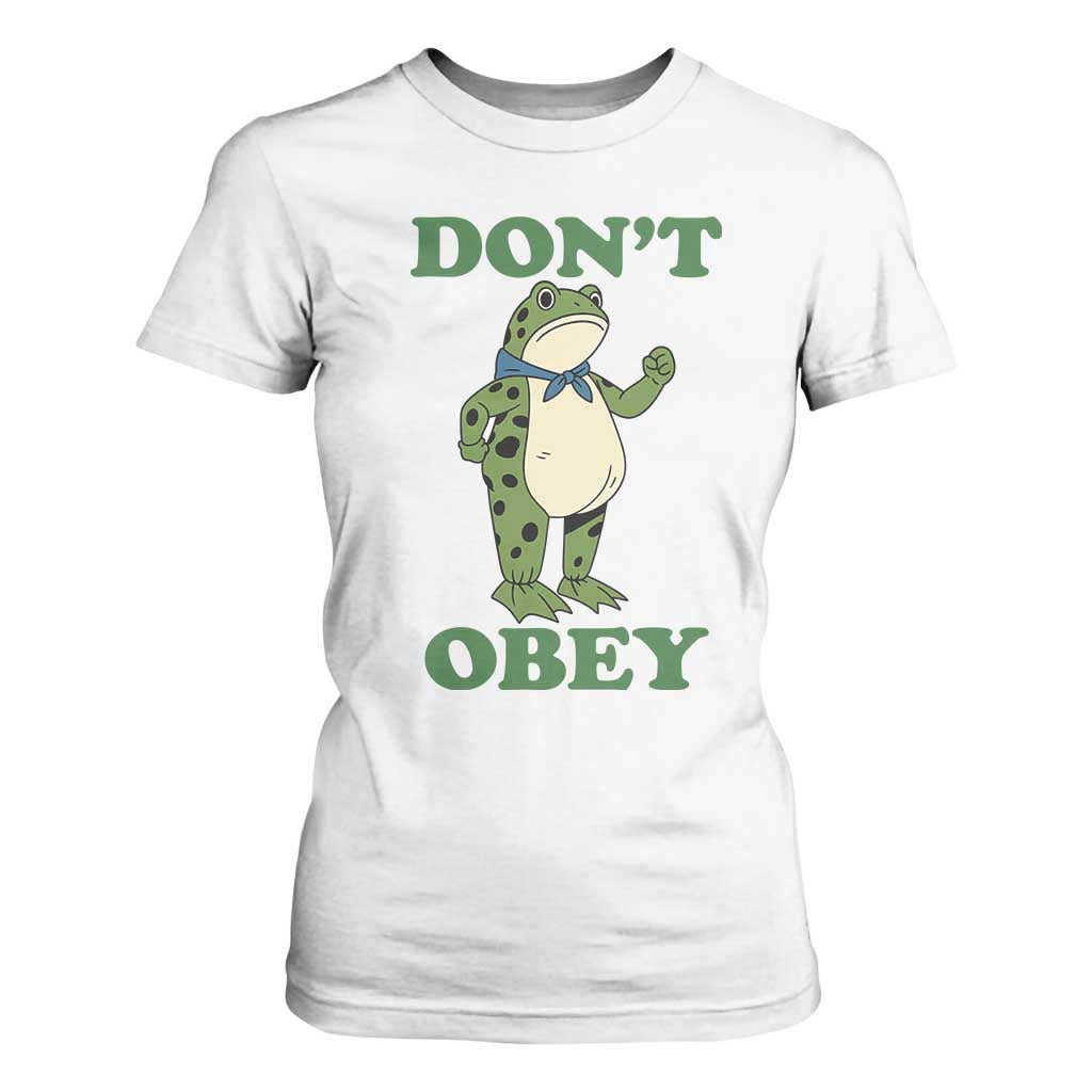 Don't Obey Portland Frog T Shirt For Women Resist Inflatable Frogs Protest TS02 White Print Your Wear