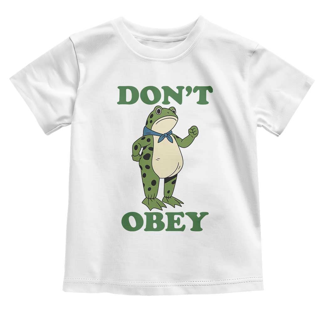 Don't Obey Portland Frog Toddler T Shirt Resist Inflatable Frogs Protest TS02 White Print Your Wear