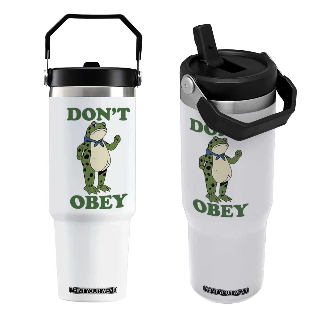 Don't Obey Portland Frog Flip Straw Tumbler Resist Inflatable Frogs Protest TS02 One Size: 30 oz White Print Your Wear