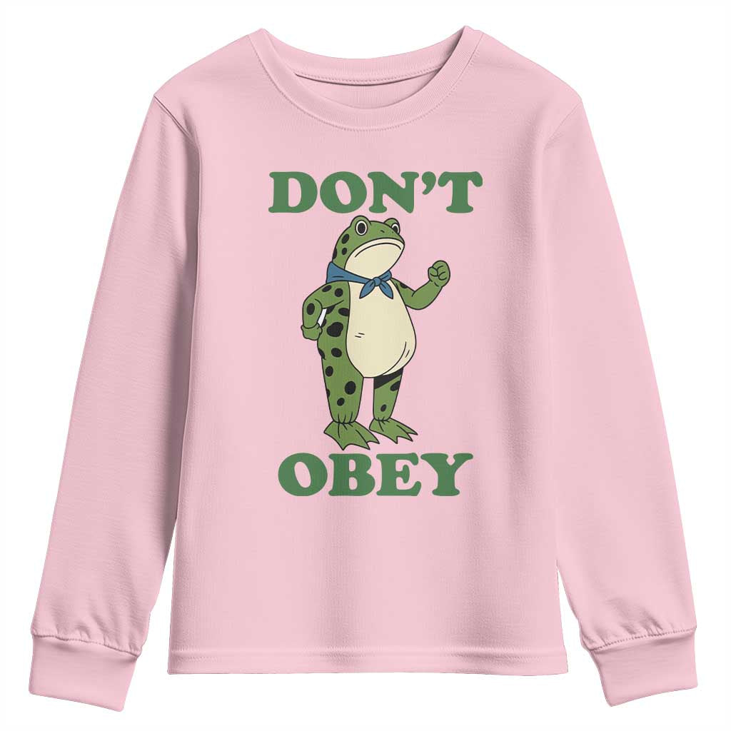 Don't Obey Portland Frog Youth Sweatshirt Resist Inflatable Frogs Protest TS02 Light Pink Print Your Wear