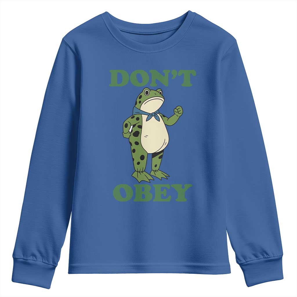 Don't Obey Portland Frog Youth Sweatshirt Resist Inflatable Frogs Protest TS02 Royal Blue Print Your Wear