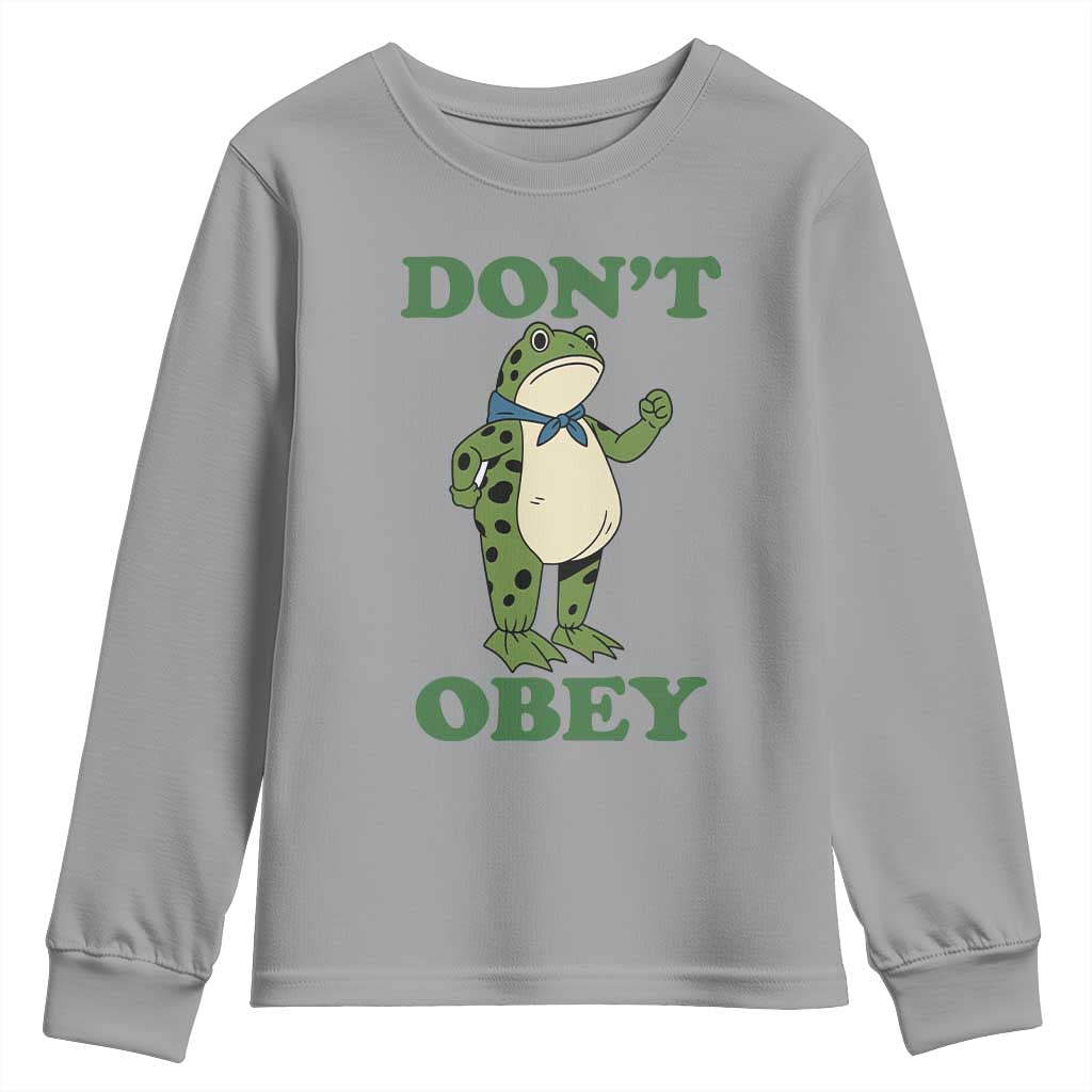 Don't Obey Portland Frog Youth Sweatshirt Resist Inflatable Frogs Protest TS02 Sport Gray Print Your Wear