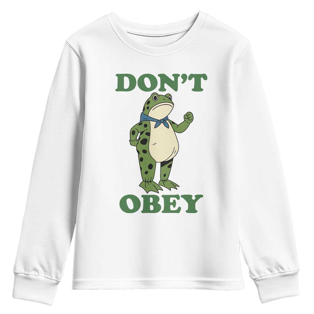 Don't Obey Portland Frog Youth Sweatshirt Resist Inflatable Frogs Protest TS02 White Print Your Wear