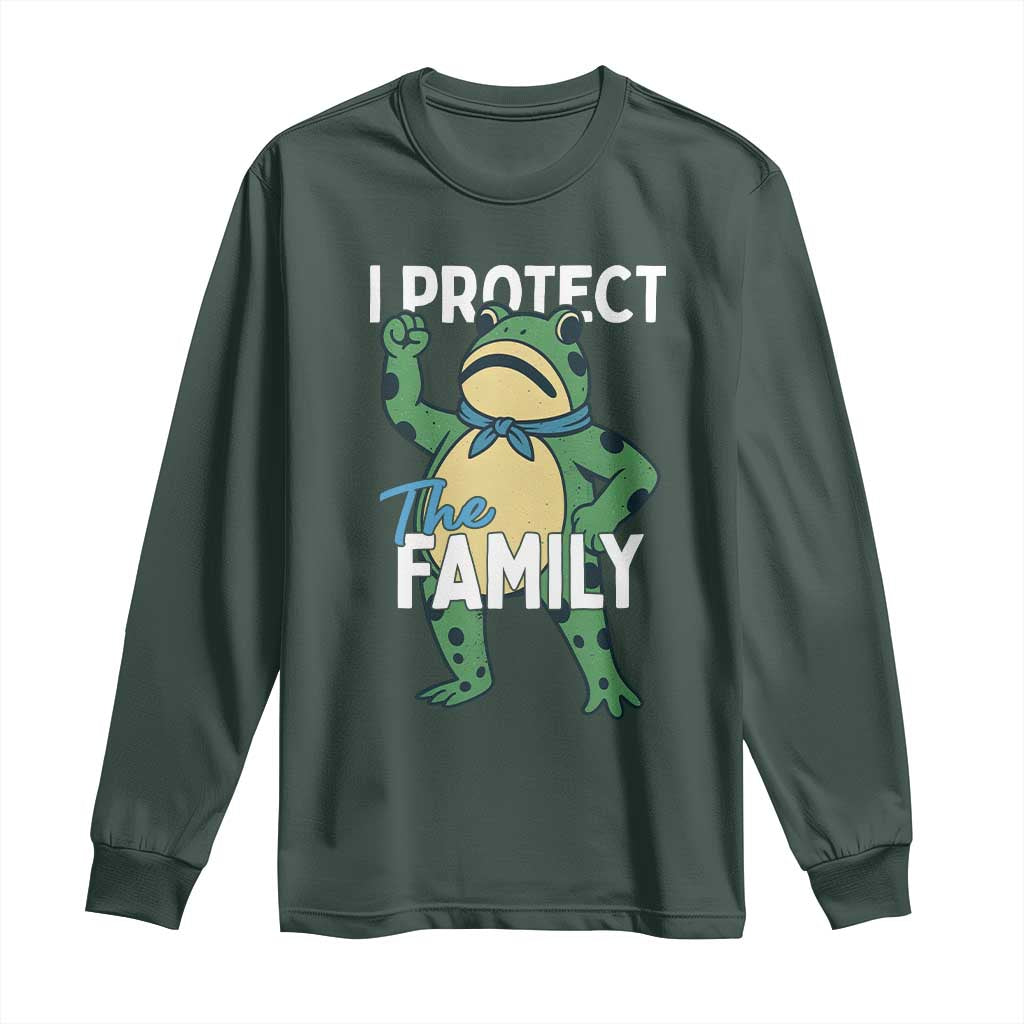 Activist Portland Frog Long Sleeve Shirt I Protect the Family Protest Statement TS02 Dark Forest Green Print Your Wear