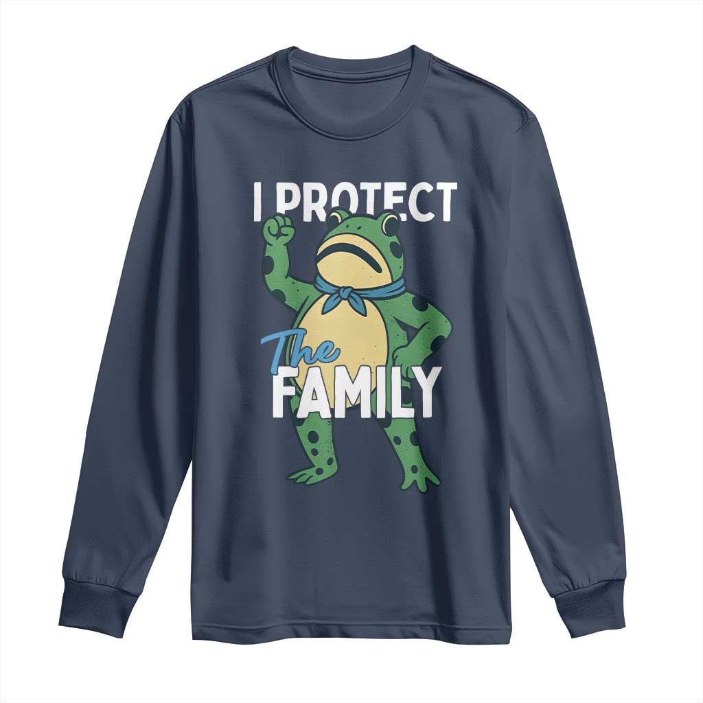 Activist Portland Frog Long Sleeve Shirt I Protect the Family Protest Statement TS02 Navy Print Your Wear