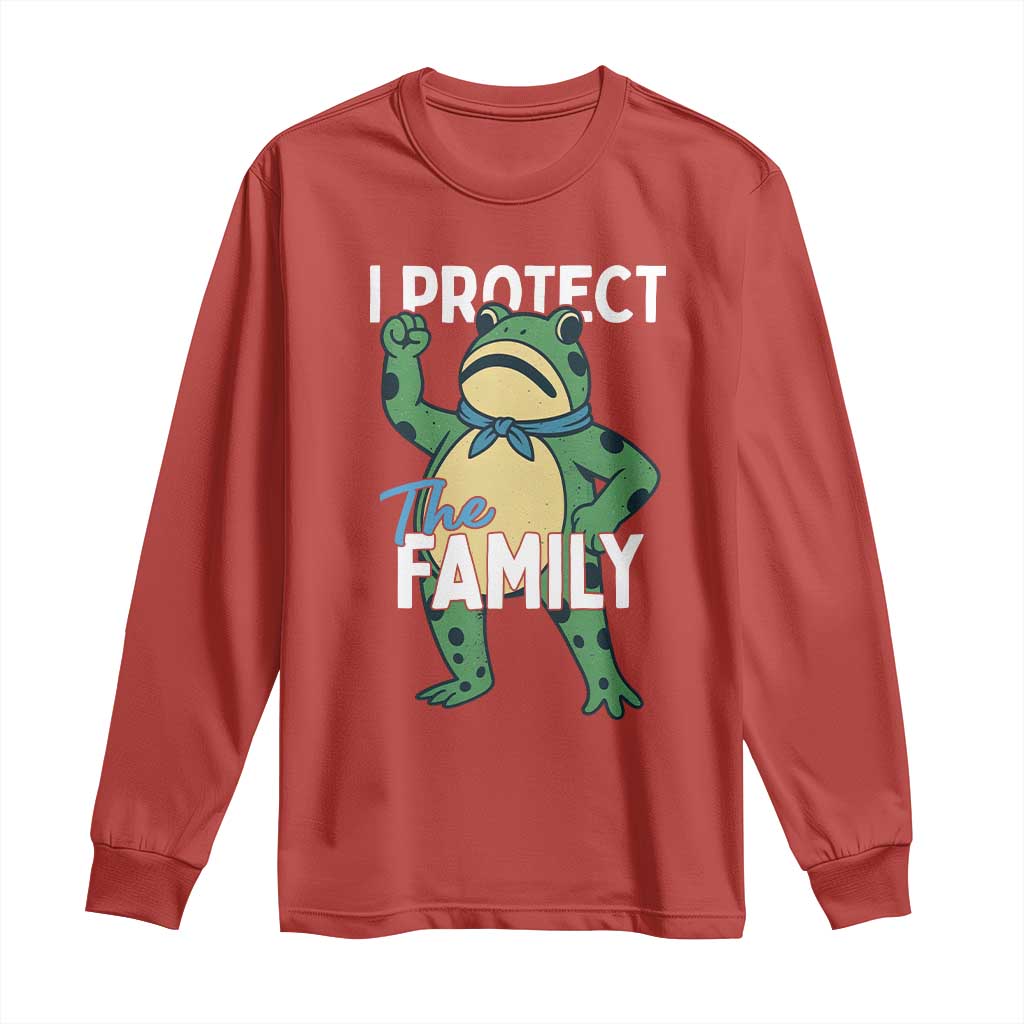 Activist Portland Frog Long Sleeve Shirt I Protect the Family Protest Statement TS02 Red Print Your Wear