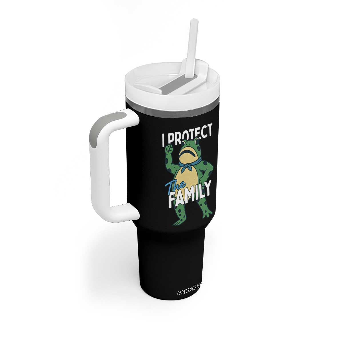 Activist Portland Frog Tumbler With Handle I Protect the Family Protest Statement TS02 Print Your Wear