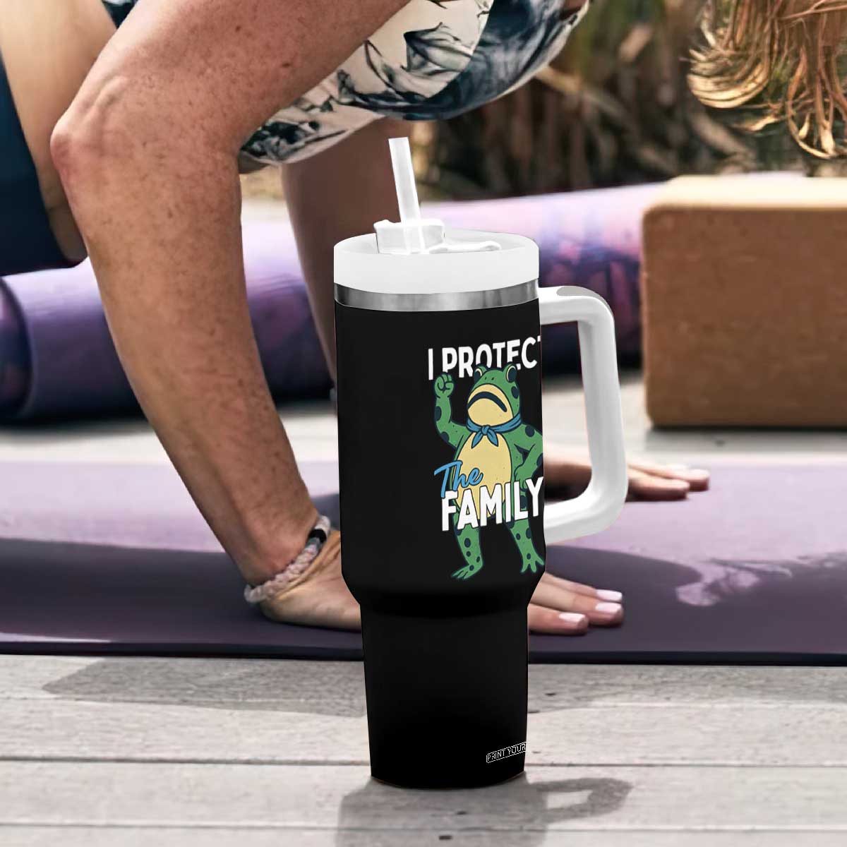 Activist Portland Frog Tumbler With Handle I Protect the Family Protest Statement TS02 Print Your Wear