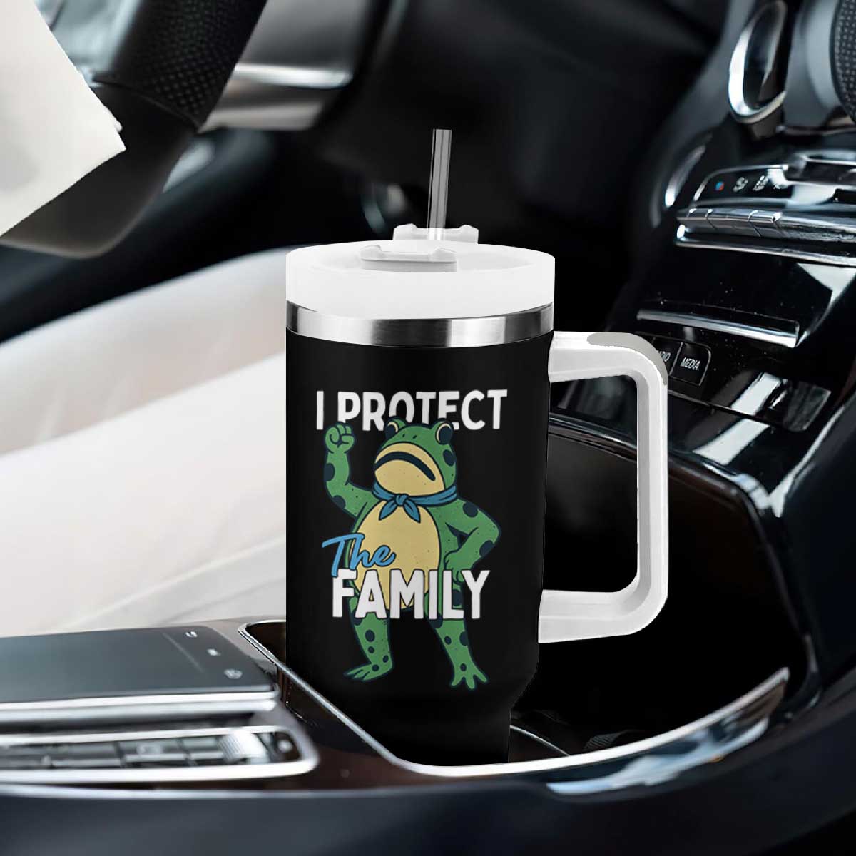 Activist Portland Frog Tumbler With Handle I Protect the Family Protest Statement TS02 Print Your Wear