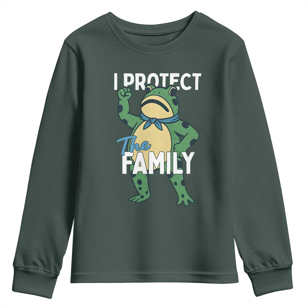 Activist Portland Frog Youth Sweatshirt I Protect the Family Protest Statement TS02 Dark Forest Green Print Your Wear