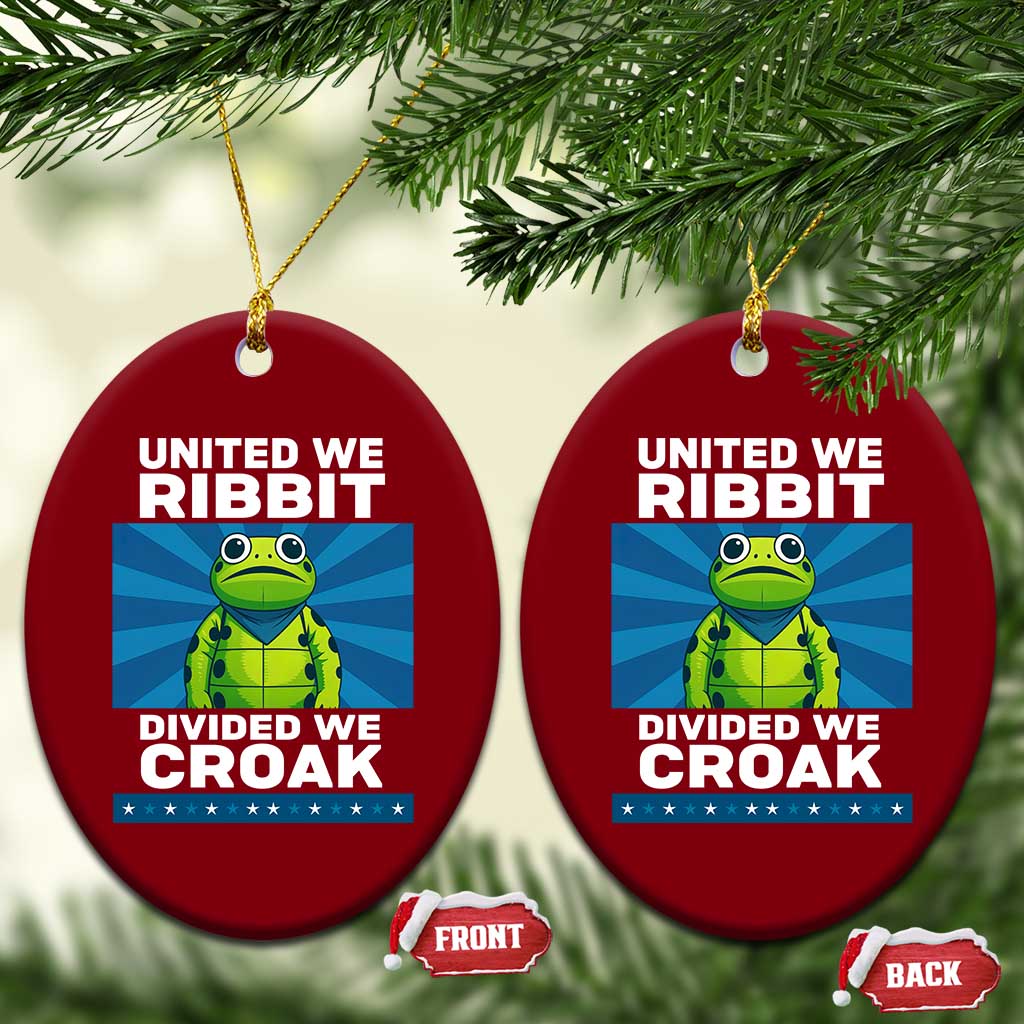 Patriotic Protest Portland Frog Ceramic Ornament United We Ribbit Divided We Croak Resist TS02 Print Your Wear