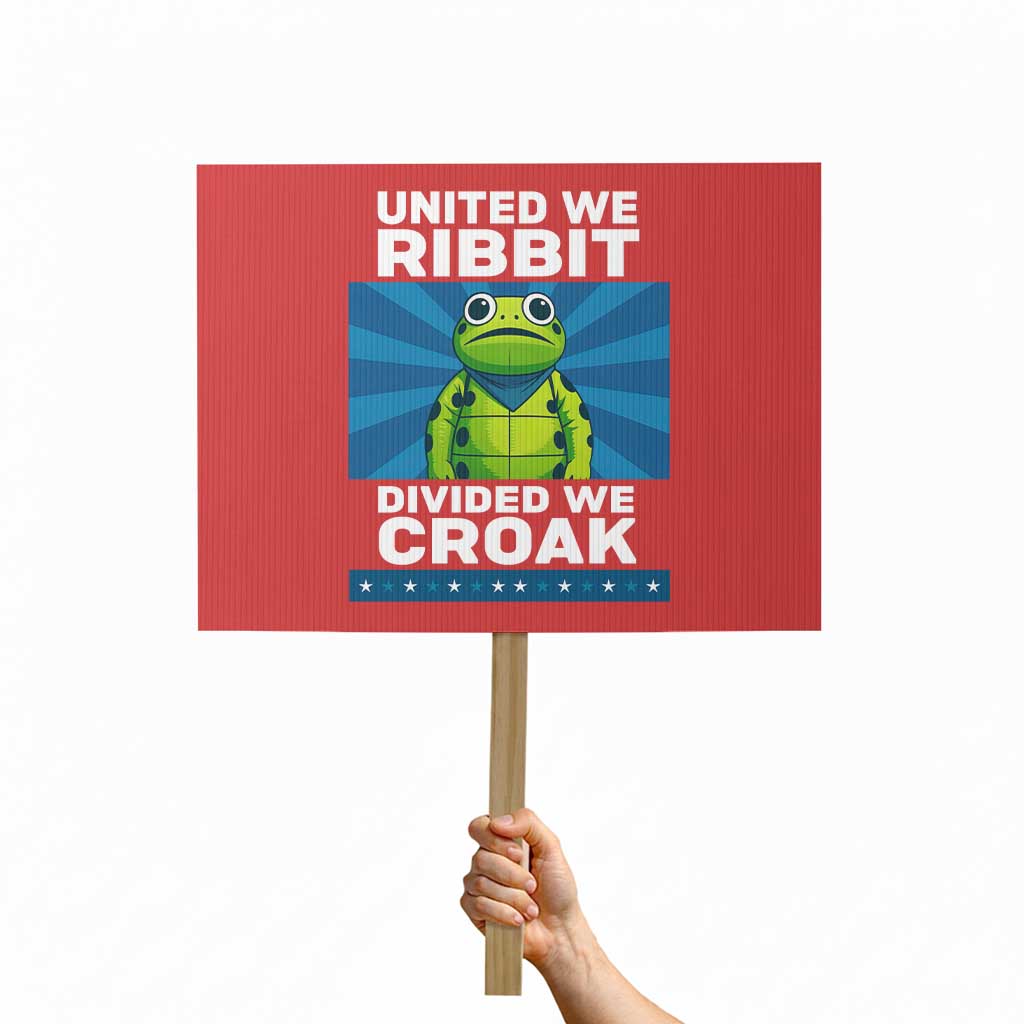Patriotic Protest Portland Frog Protest Sign United We Ribbit Divided We Croak Resist TS02 Horizontal 18" × 24" Red Print Your Wear