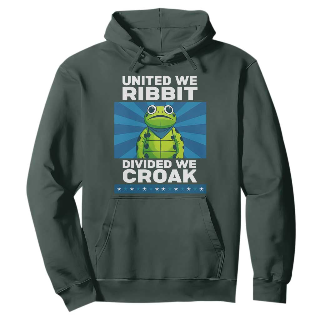 Patriotic Protest Portland Frog Hoodie United We Ribbit Divided We Croak Resist TS02 Dark Forest Green Print Your Wear