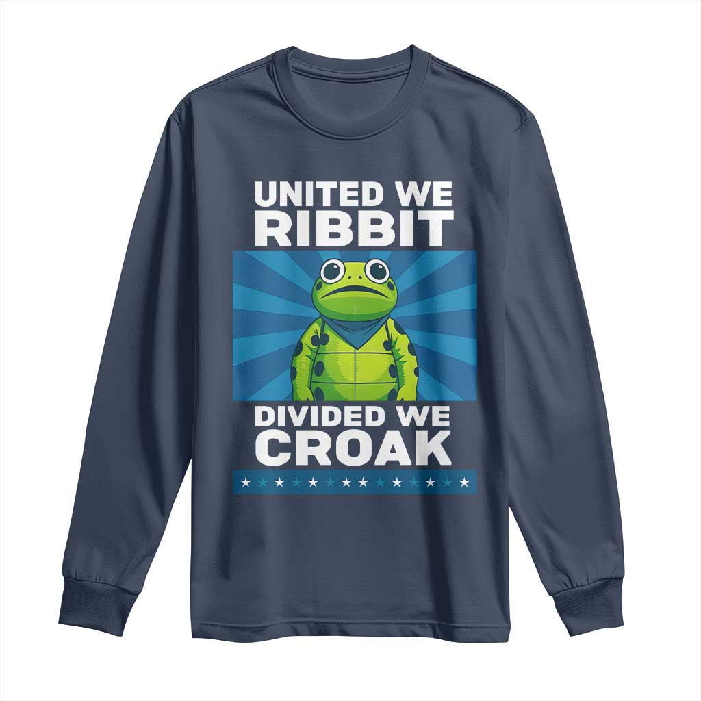 Patriotic Protest Portland Frog Long Sleeve Shirt United We Ribbit Divided We Croak Resist TS02 Navy Print Your Wear
