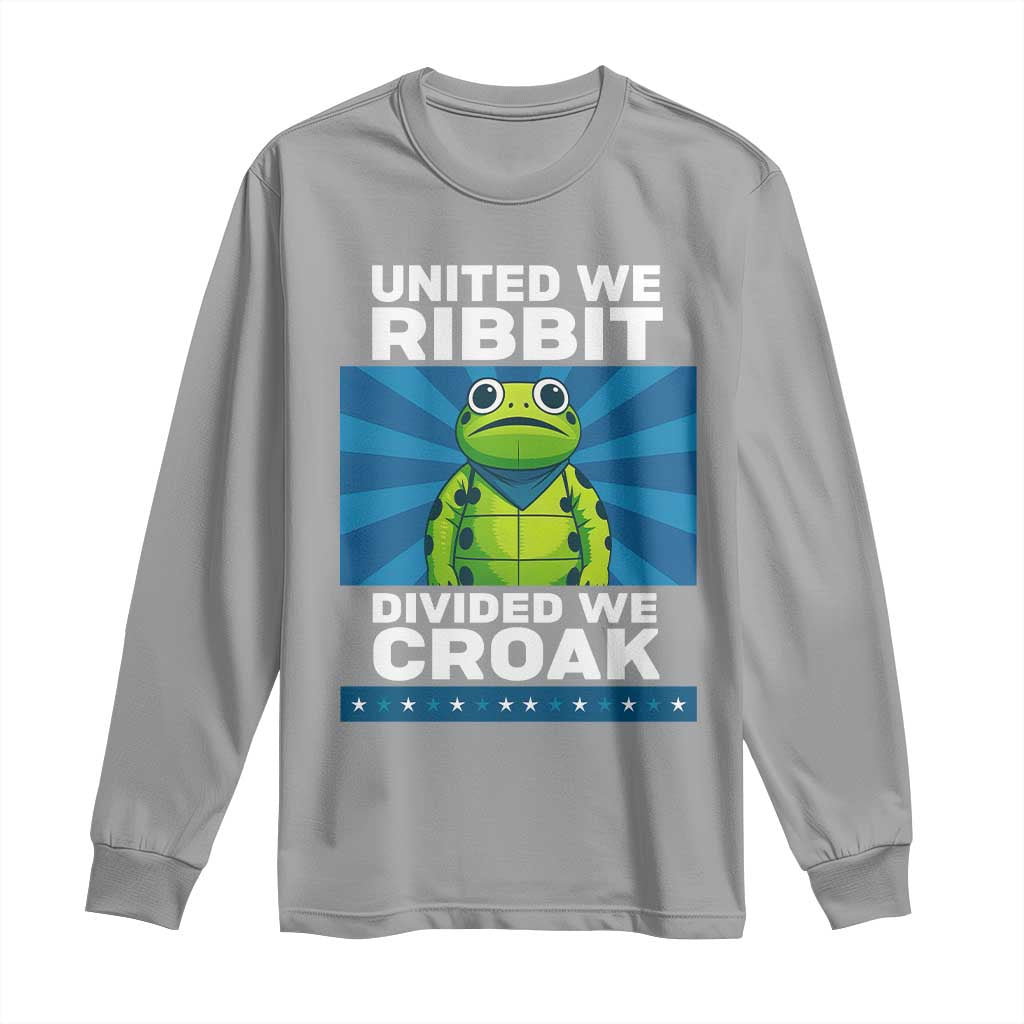 Patriotic Protest Portland Frog Long Sleeve Shirt United We Ribbit Divided We Croak Resist TS02 Sport Gray Print Your Wear