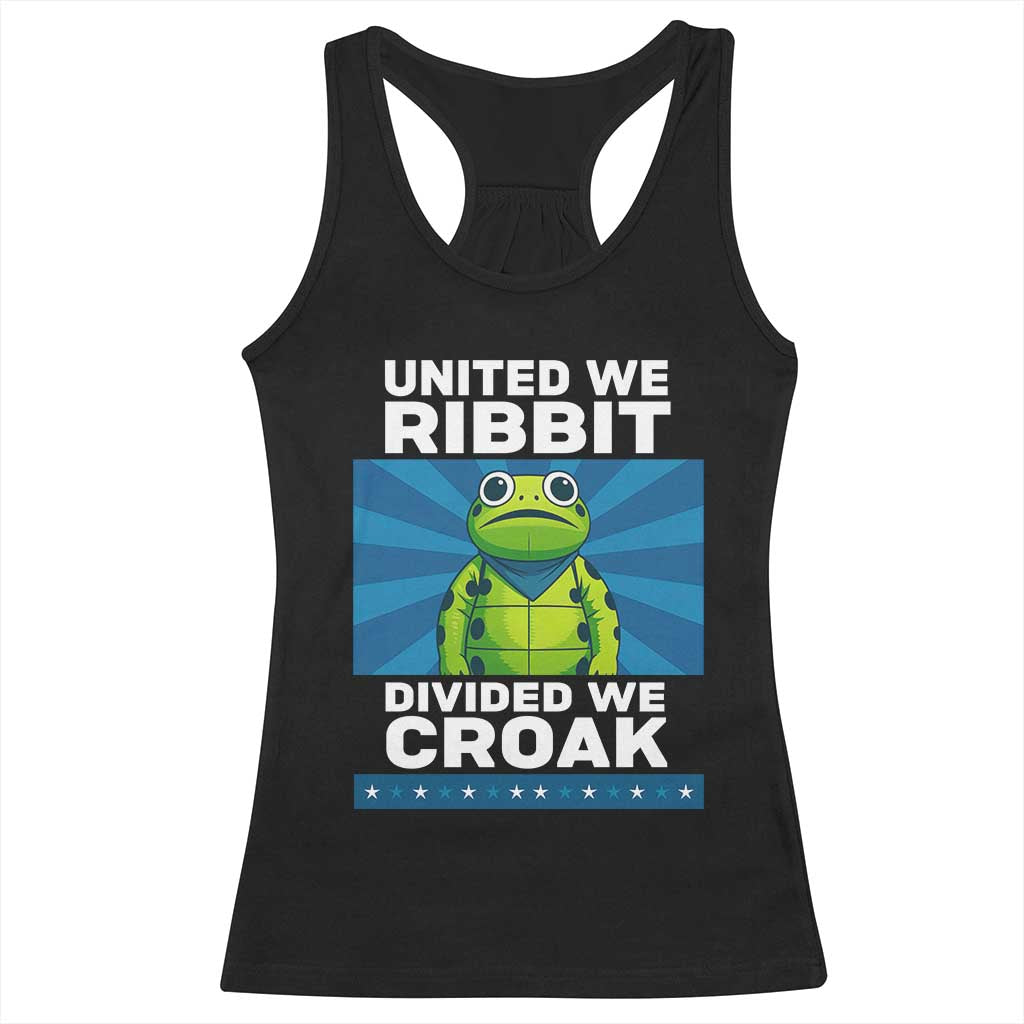 Patriotic Protest Portland Frog Racerback Tank Top United We Ribbit Divided We Croak Resist - Print Your Wear