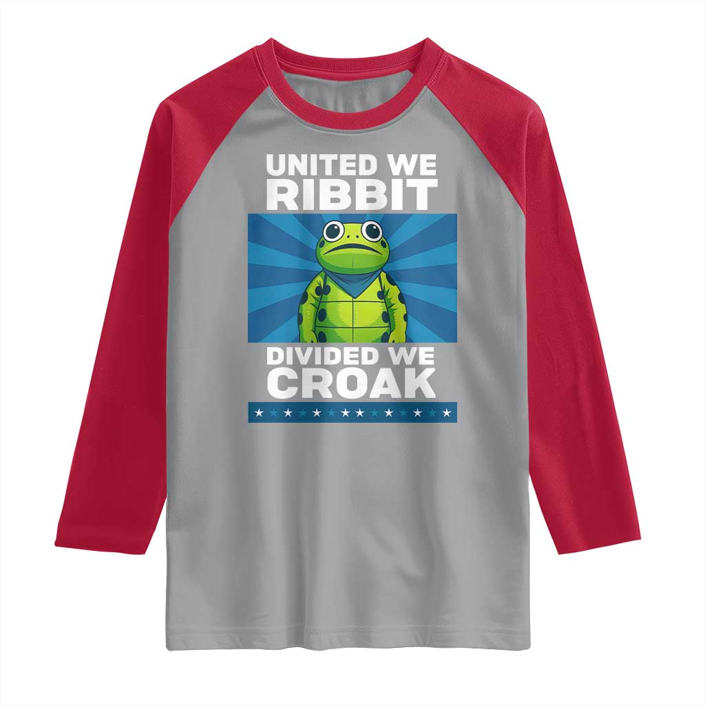 Patriotic Protest Portland Frog Raglan Shirt United We Ribbit Divided We Croak Resist TS02 Sport Gray Red Print Your Wear