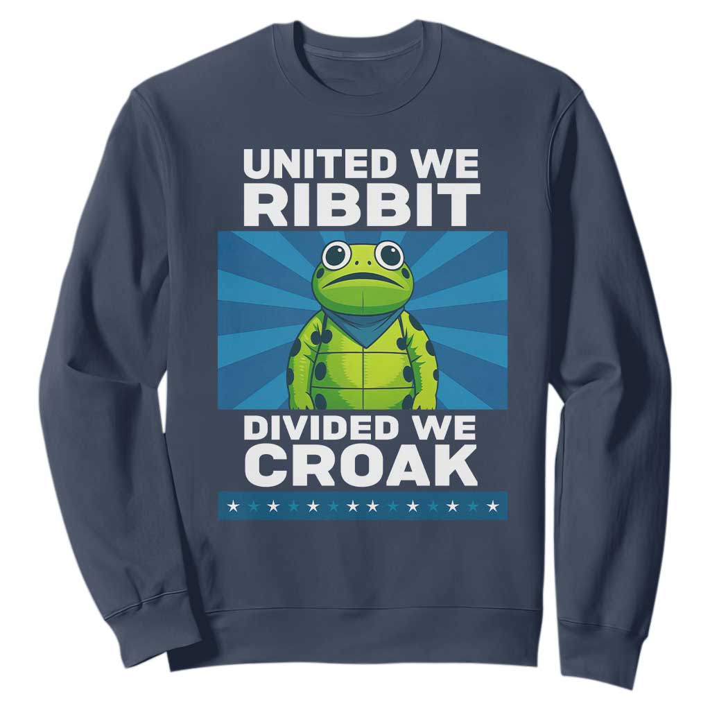 Patriotic Protest Portland Frog Sweatshirt United We Ribbit Divided We Croak Resist TS02 Navy Print Your Wear
