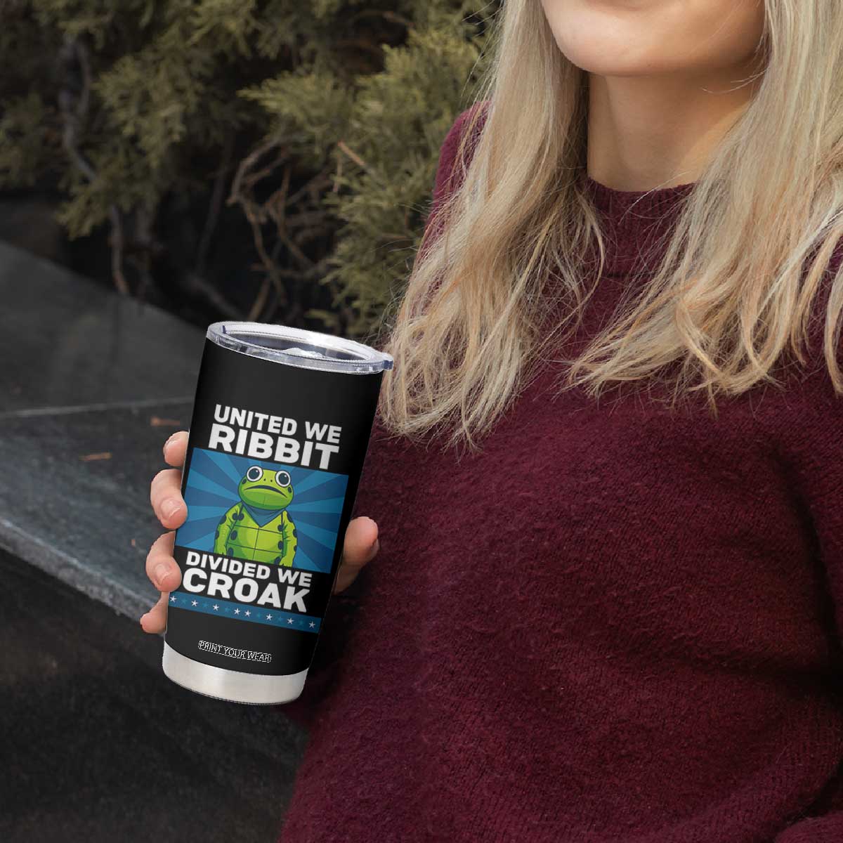 Patriotic Protest Portland Frog Tumbler Cup United We Ribbit Divided We Croak Resist TS02 Print Your Wear