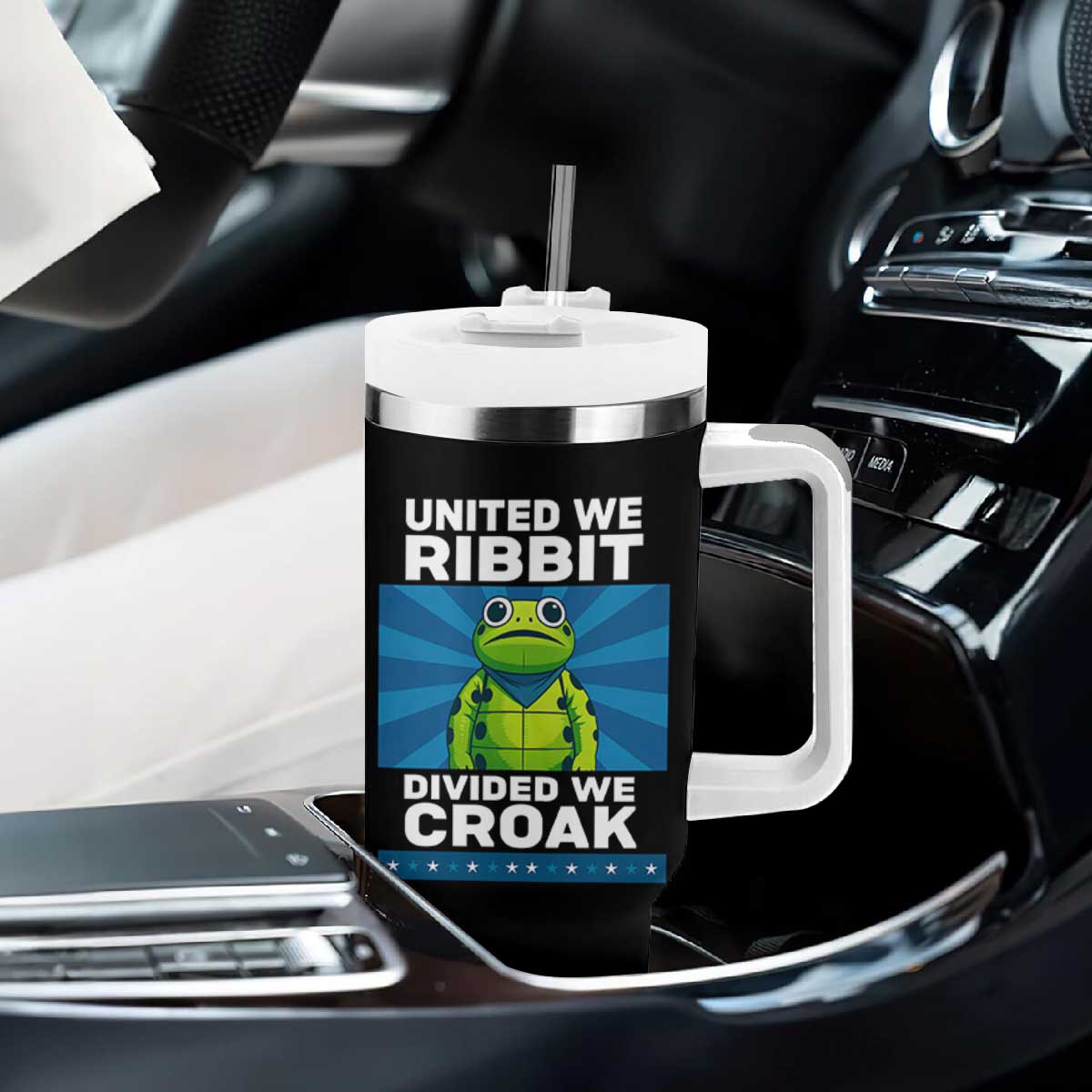 Patriotic Protest Portland Frog Tumbler With Handle United We Ribbit Divided We Croak Resist TS02 Print Your Wear