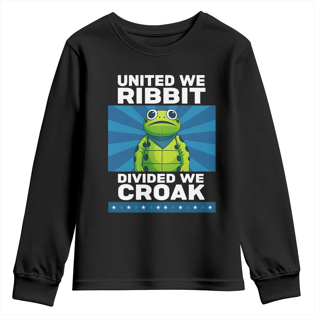 Patriotic Protest Portland Frog Youth Sweatshirt United We Ribbit Divided We Croak Resist TS02 Black Print Your Wear