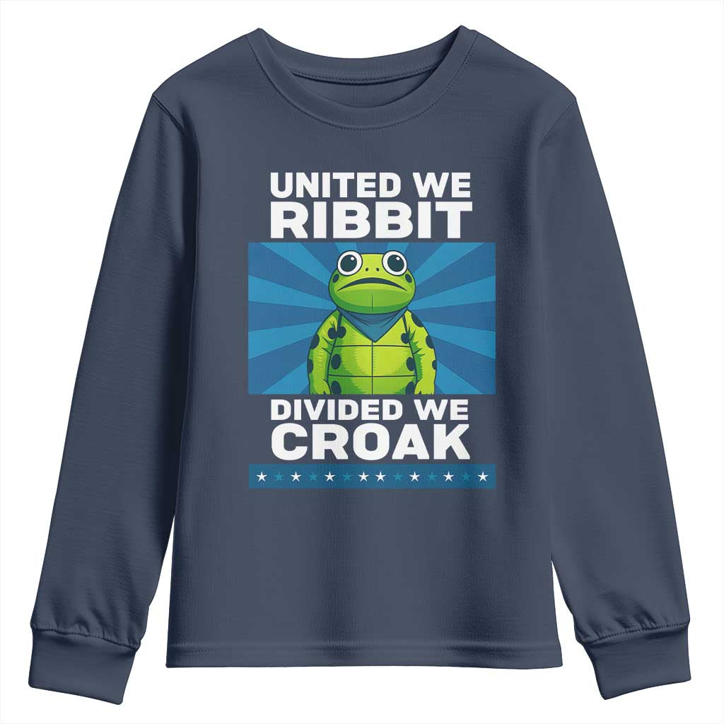 Patriotic Protest Portland Frog Youth Sweatshirt United We Ribbit Divided We Croak Resist TS02 Navy Print Your Wear