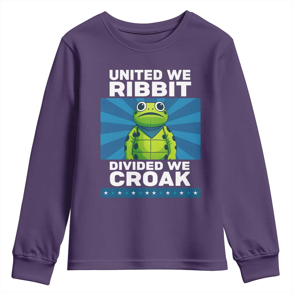 Patriotic Protest Portland Frog Youth Sweatshirt United We Ribbit Divided We Croak Resist TS02 Purple Print Your Wear