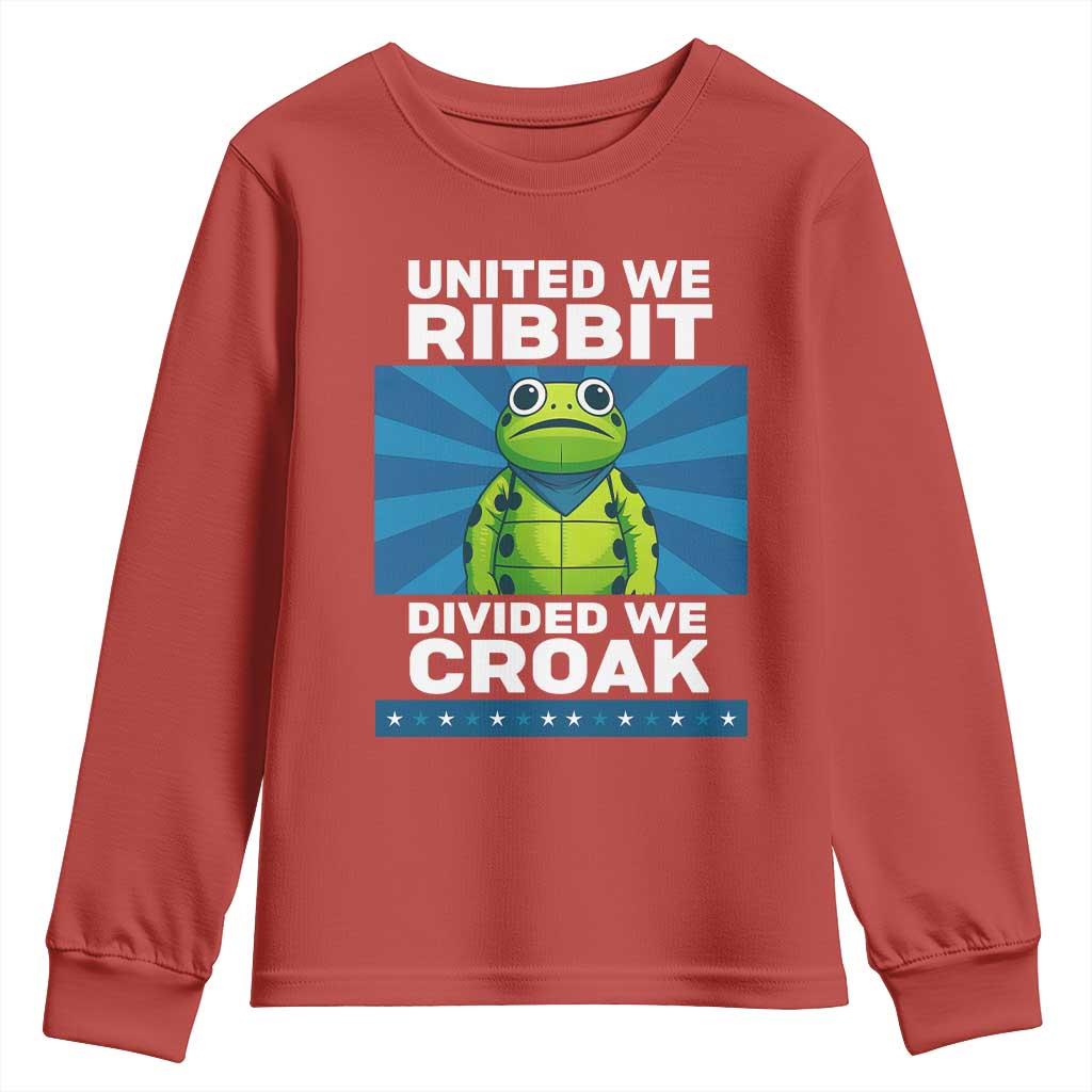 Patriotic Protest Portland Frog Youth Sweatshirt United We Ribbit Divided We Croak Resist TS02 Red Print Your Wear