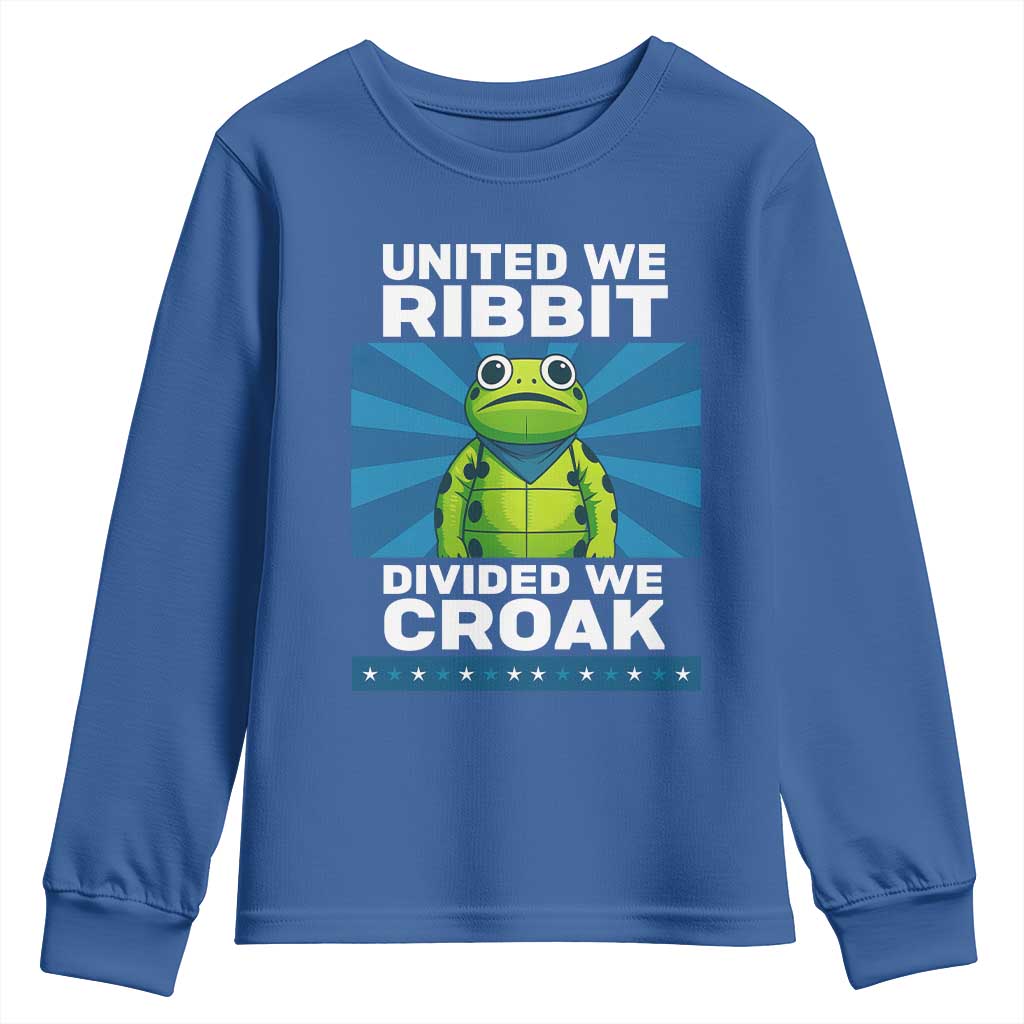 Patriotic Protest Portland Frog Youth Sweatshirt United We Ribbit Divided We Croak Resist TS02 Royal Blue Print Your Wear