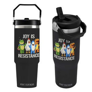 Portland Protest Inflatable Mascot Parade Flip Straw Tumbler Joy Is Resistance Resist Frog Shark Chicken Dino TS02 One Size: 30 oz Black Print Your Wear