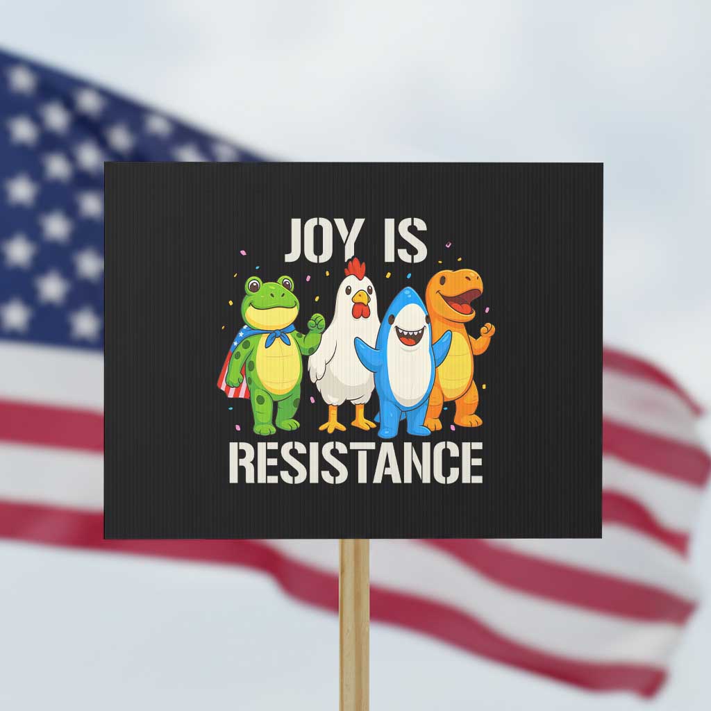 Portland Protest Inflatable Mascot Parade Protest Sign Joy Is Resistance Resist Frog Shark Chicken Dino TS02 Horizontal 18