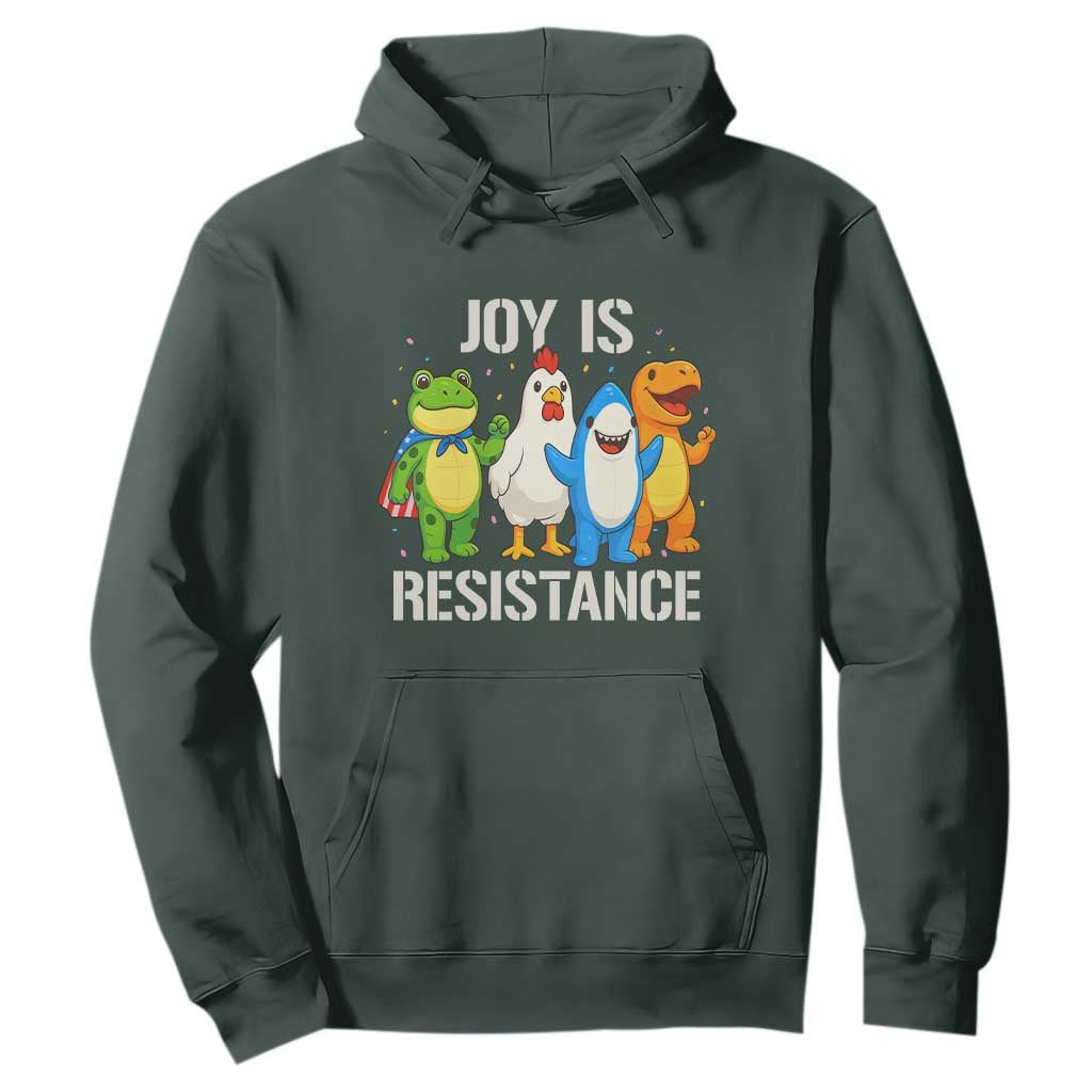 Portland Protest Inflatable Mascot Parade Hoodie Joy Is Resistance Resist Frog Shark Chicken Dino TS02 Dark Forest Green Print Your Wear