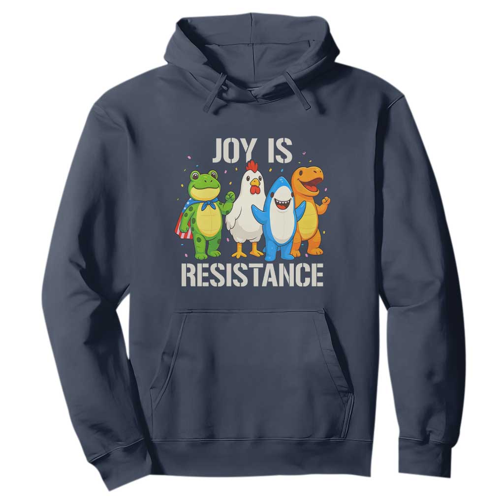 Portland Protest Inflatable Mascot Parade Hoodie Joy Is Resistance Resist Frog Shark Chicken Dino TS02 Navy Print Your Wear