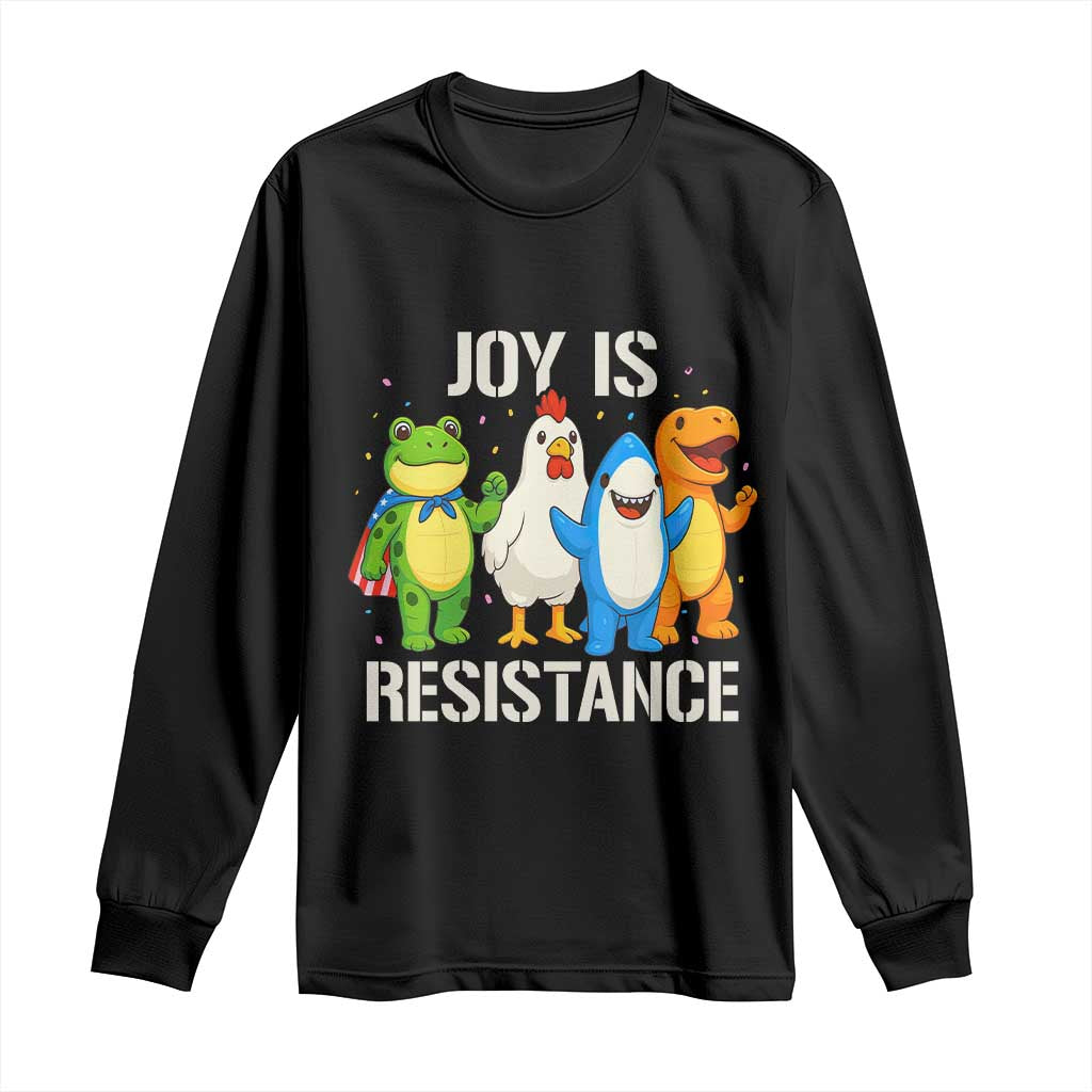 Portland Protest Inflatable Mascot Parade Long Sleeve Shirt Joy Is Resistance Resist Frog Shark Chicken Dino TS02 Black Print Your Wear