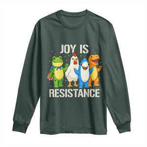 Portland Protest Inflatable Mascot Parade Long Sleeve Shirt Joy Is Resistance Resist Frog Shark Chicken Dino TS02 Dark Forest Green Print Your Wear