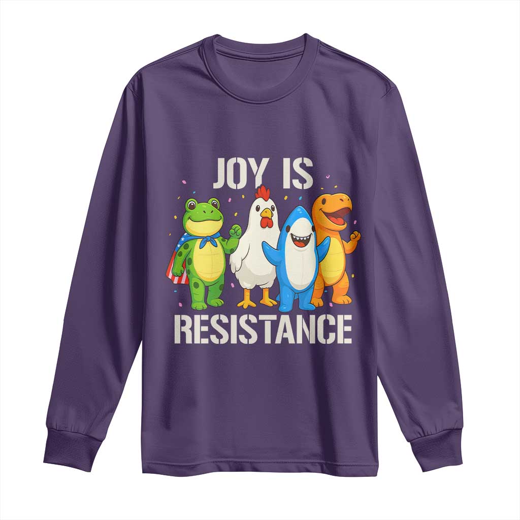 Portland Protest Inflatable Mascot Parade Long Sleeve Shirt Joy Is Resistance Resist Frog Shark Chicken Dino TS02 Purple Print Your Wear