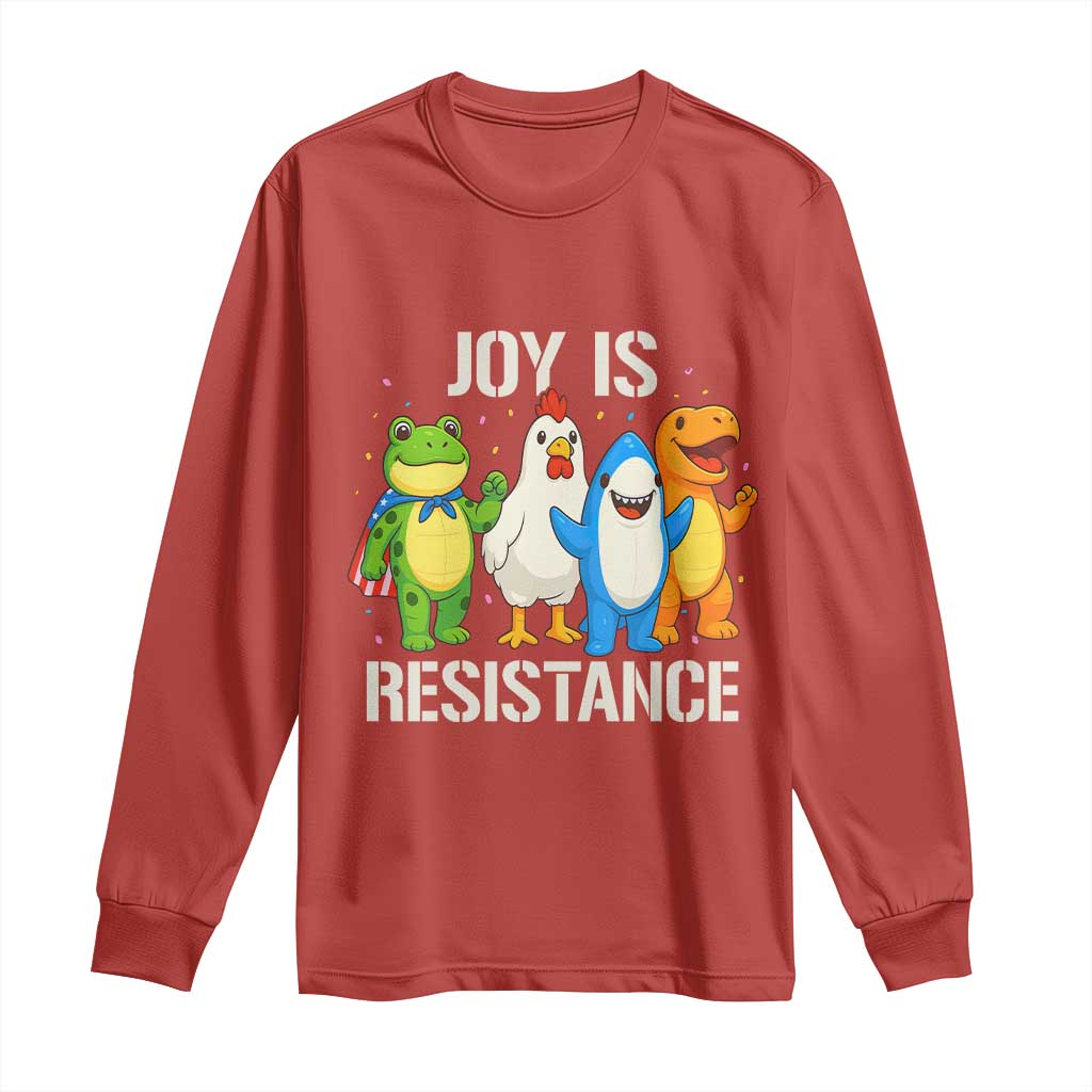 Portland Protest Inflatable Mascot Parade Long Sleeve Shirt Joy Is Resistance Resist Frog Shark Chicken Dino TS02 Red Print Your Wear