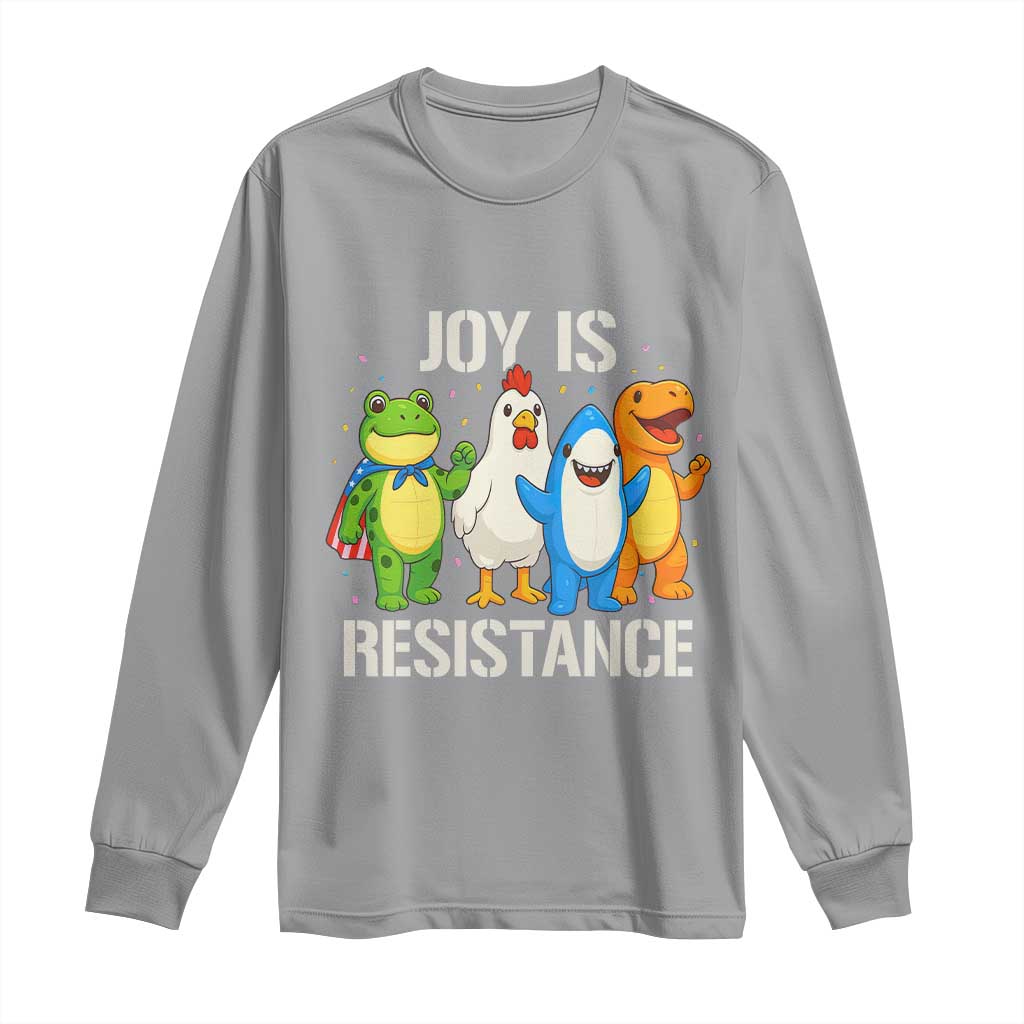 Portland Protest Inflatable Mascot Parade Long Sleeve Shirt Joy Is Resistance Resist Frog Shark Chicken Dino TS02 Sport Gray Print Your Wear