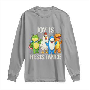 Portland Protest Inflatable Mascot Parade Long Sleeve Shirt Joy Is Resistance Resist Frog Shark Chicken Dino TS02 Sport Gray Print Your Wear