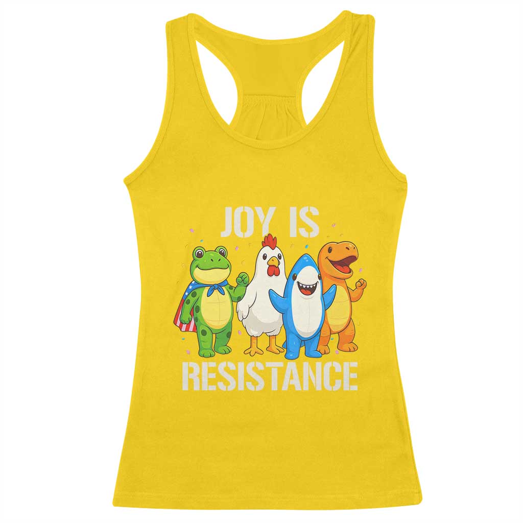 Portland Protest Inflatable Mascot Parade Racerback Tank Top Joy Is Resistance Resist Frog Shark Chicken Dino TS02 Daisy Print Your Wear