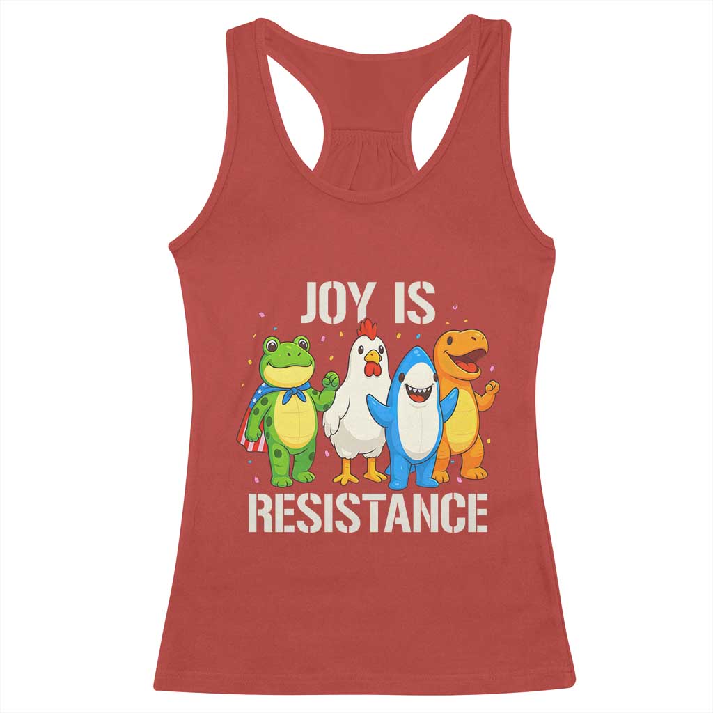 Portland Protest Inflatable Mascot Parade Racerback Tank Top Joy Is Resistance Resist Frog Shark Chicken Dino TS02 Red Print Your Wear