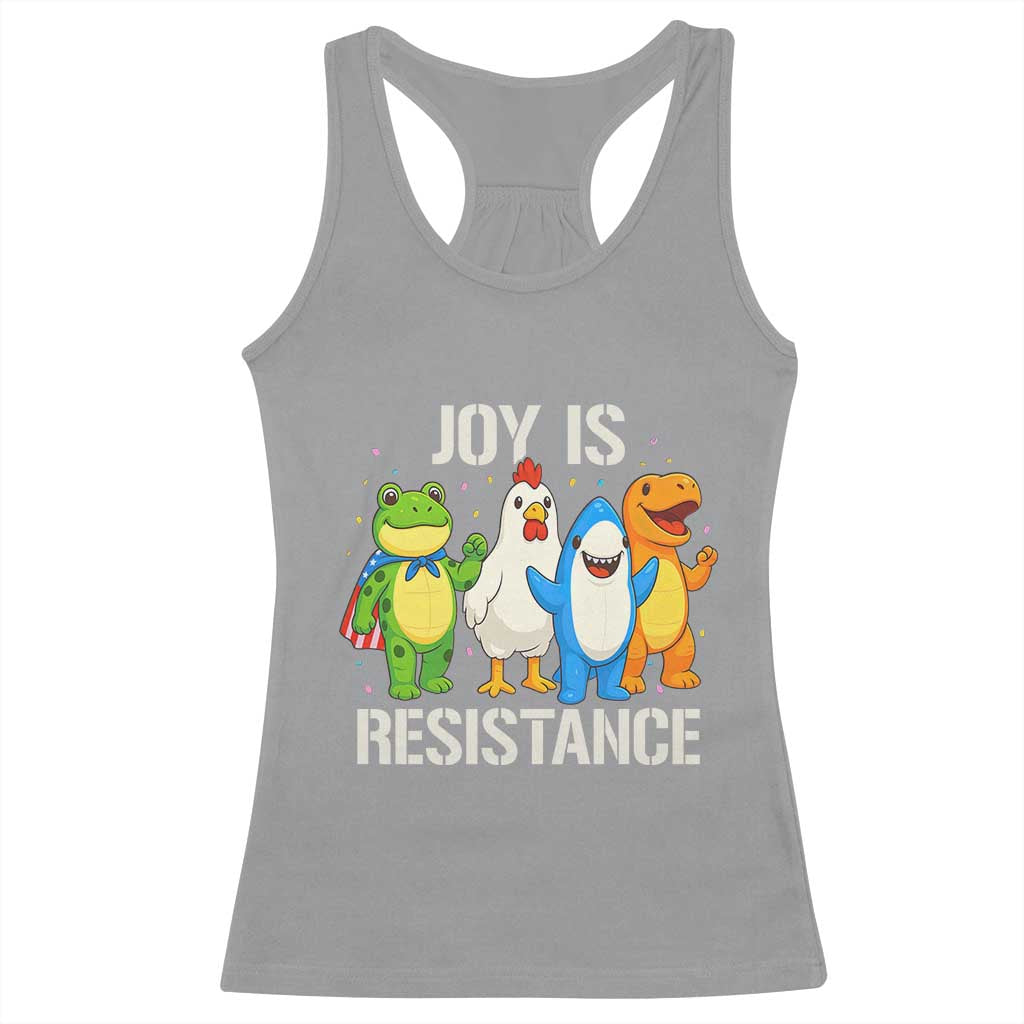 Portland Protest Inflatable Mascot Parade Racerback Tank Top Joy Is Resistance Resist Frog Shark Chicken Dino TS02 Sport Gray Print Your Wear