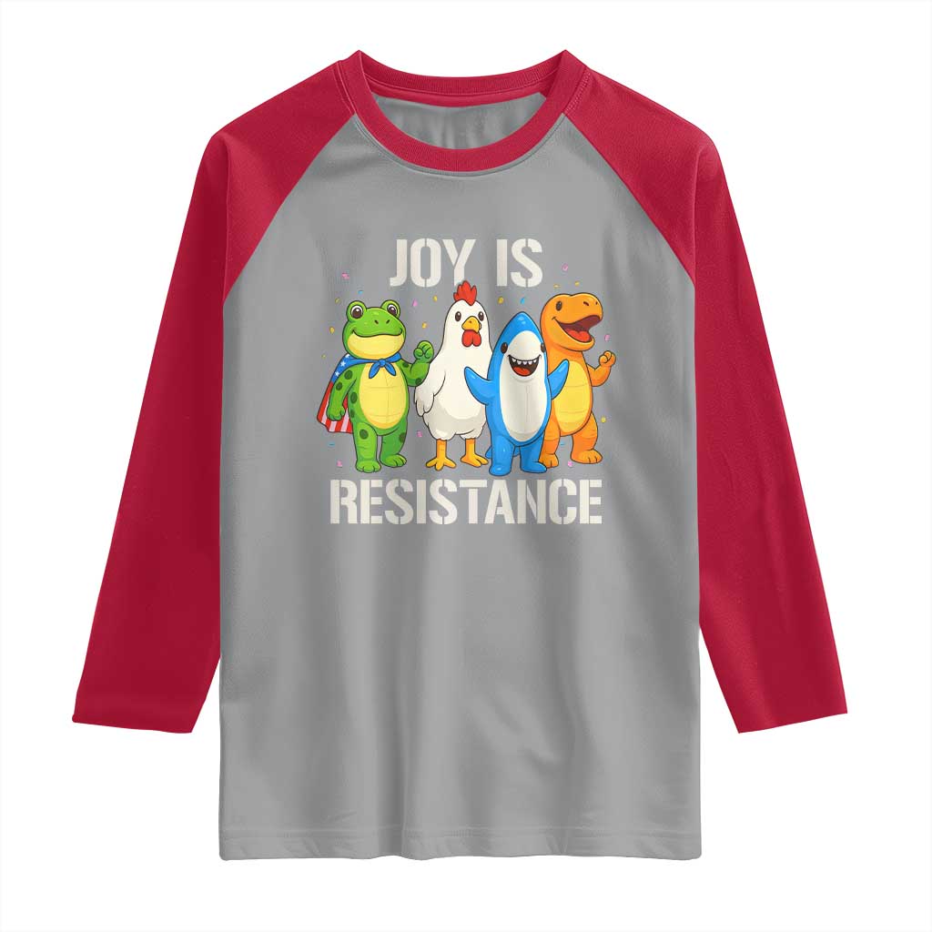 Portland Protest Inflatable Mascot Parade Raglan Shirt Joy Is Resistance Resist Frog Shark Chicken Dino TS02 Sport Gray Red Print Your Wear