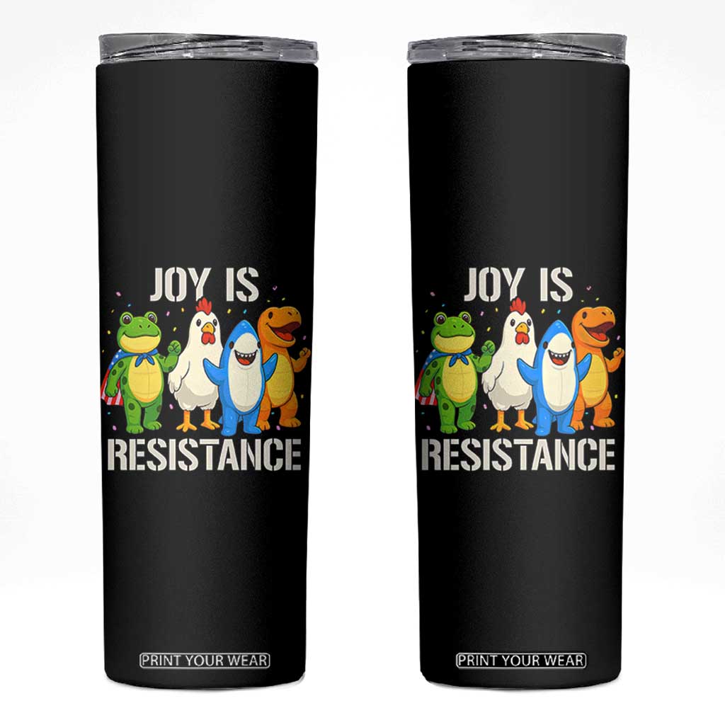 Portland Protest Inflatable Mascot Parade Skinny Tumbler Joy Is Resistance Resist Frog Shark Chicken Dino TS02 Black Print Your Wear