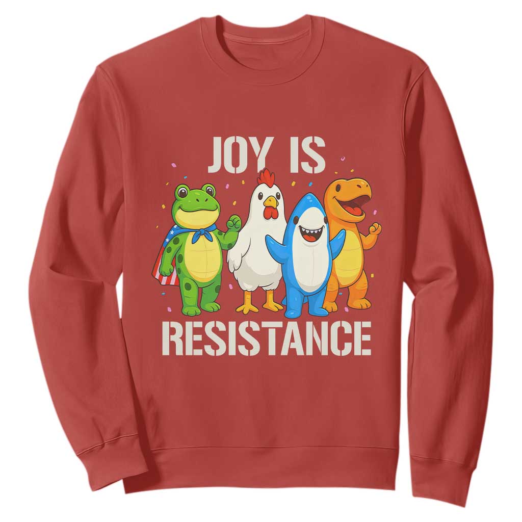 Portland Protest Inflatable Mascot Parade Sweatshirt Joy Is Resistance Resist Frog Shark Chicken Dino TS02 Red Print Your Wear
