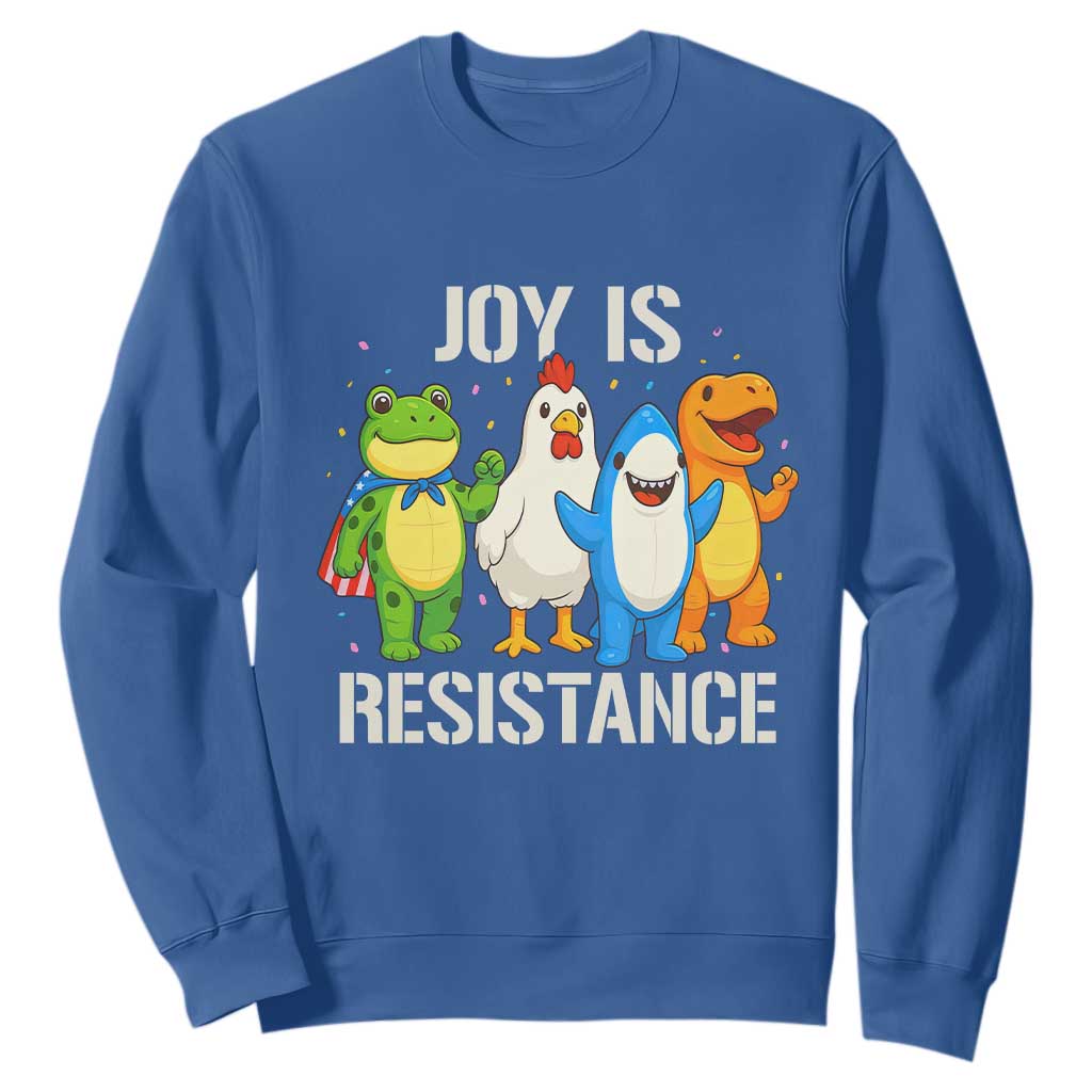 Portland Protest Inflatable Mascot Parade Sweatshirt Joy Is Resistance Resist Frog Shark Chicken Dino TS02 Royal Blue Print Your Wear