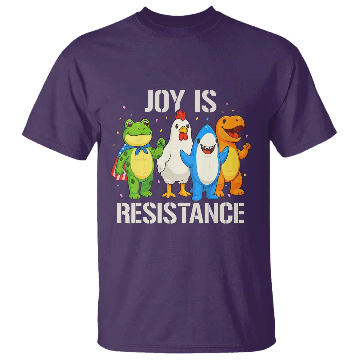 Portland Protest Inflatable Mascot Parade T Shirt Joy Is Resistance Resist Frog Shark Chicken Dino TS02 Purple Print Your Wear